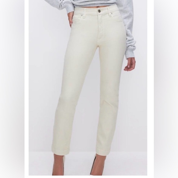 Good American Denim - Good American Off-White High Rise Classic Straight Leg Jeans Size 14